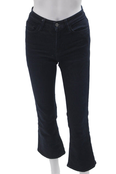 Frame Women High Rise Bootcut Cropped Jeans Dark Blue Size 25