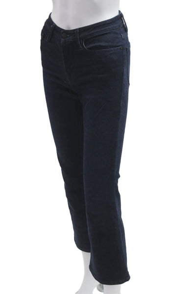 Frame Women High Rise Bootcut Cropped Jeans Dark Blue Size 25