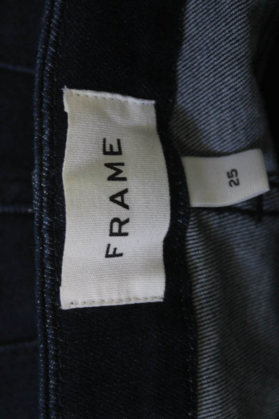 Frame Women High Rise Bootcut Cropped Jeans Dark Blue Size 25