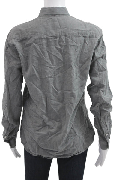Sandro Unisex Designer Gray Cotton Collared Button-Up Shirt Long Sleeve Size S