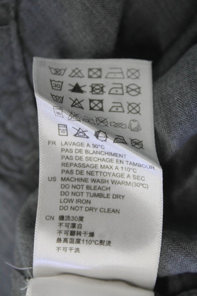 Sandro Unisex Designer Gray Cotton Collared Button-Up Shirt Long Sleeve Size S