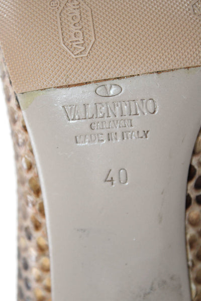Valentino Garavani Womens Stiletto Pointed Toe Snakeskin Pumps Brown Size 40