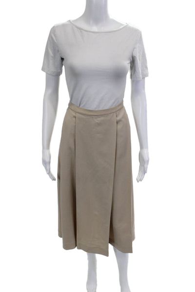 Aya Muse Women A-Line Wrap Wool Skirt Beige Knee Length Size M