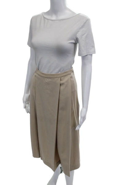 Aya Muse Women A-Line Wrap Wool Skirt Beige Knee Length Size M