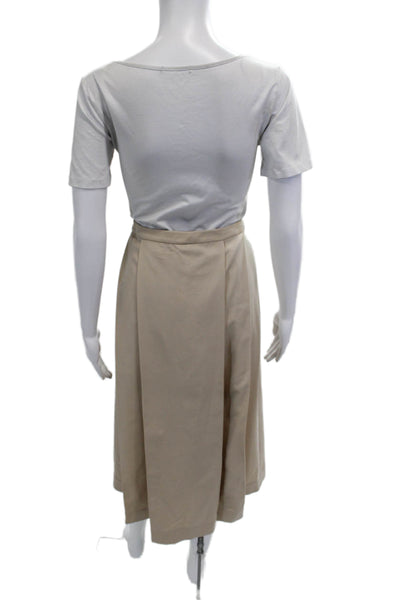 Aya Muse Women A-Line Wrap Wool Skirt Beige Knee Length Size M