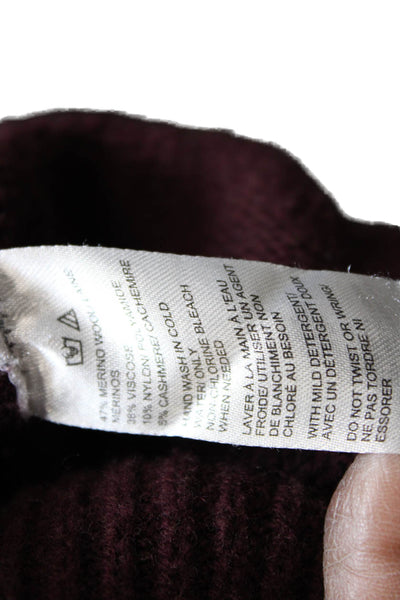 Saks Fifth Avenue Mens Pullover Mock Neck Zip Brown Merino Size XL
