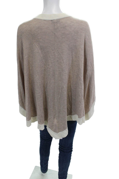 Splendid Unisex Beige V-Neck Pullover Sweater Boho Solid Viscose Blend Size XS