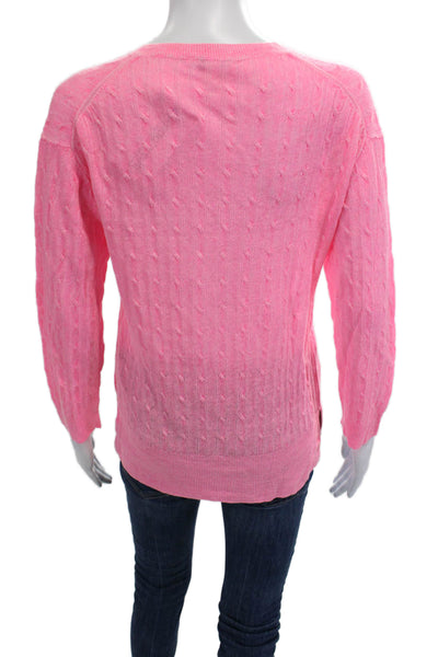 J Crew Unisex Pullover Sweater Pink V Neck 100% Linen Long Sleeve Size M