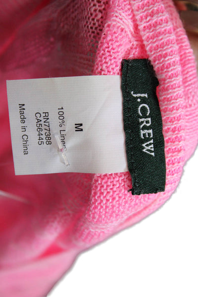 J Crew Unisex Pullover Sweater Pink V Neck 100% Linen Long Sleeve Size M