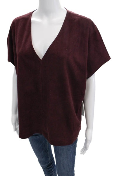 Marie Oliver Women Basic Burgundy Red V Neck Short Sleeve Blouse Size XS