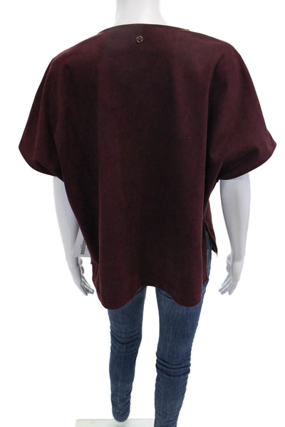 Marie Oliver Women Basic Burgundy Red V Neck Short Sleeve Blouse Size XS