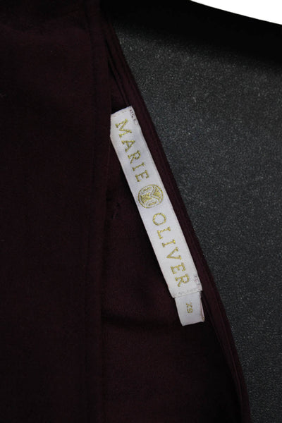 Marie Oliver Women Basic Burgundy Red V Neck Short Sleeve Blouse Size XS