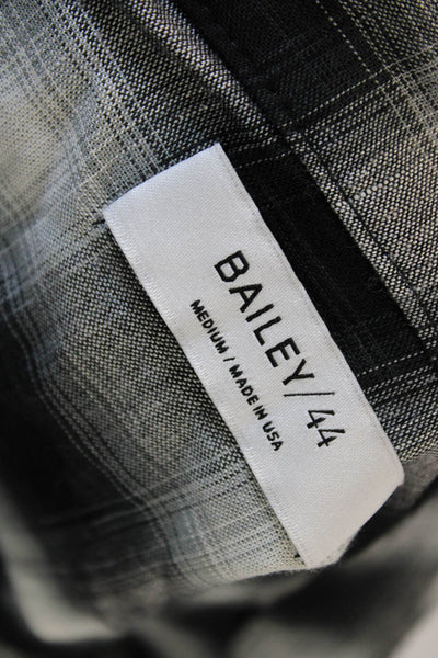 Bailey 44 Women Black Plaid Button-Up Long Sleeve Rayon Linen Top 90s Size M