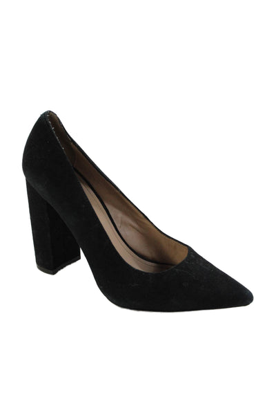 Pour la Victoire Women's Pointed Toe Suede Block Heels Pumps Black Size 8