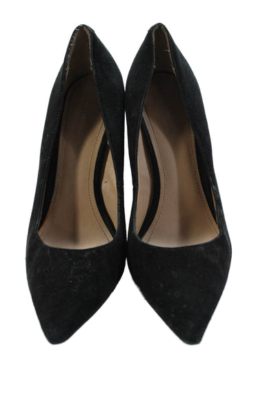Pour la Victoire Women's Pointed Toe Suede Block Heels Pumps Black Size 8