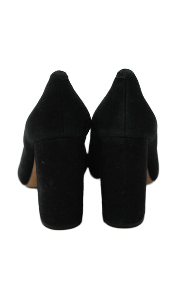 Pour la Victoire Women's Pointed Toe Suede Block Heels Pumps Black Size 8