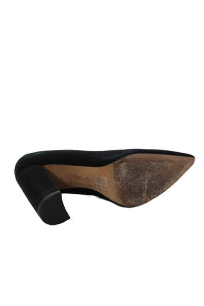 Pour la Victoire Women's Pointed Toe Suede Block Heels Pumps Black Size 8