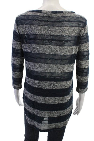 Splendid Women Dark Blue Striped Tunic 3/4 Sleeve Round Neck Size S