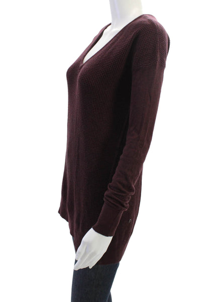 Lululemon Women Purple V-Neck Polyester Pullover Sweater Long Sleeve Size S
