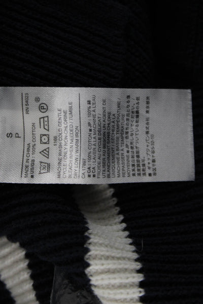 Banana Republic Unisex Pullover Hoodie Dark Blue Striped Petite Size S