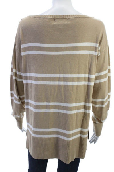 Banana Republic Unisex Pullover Sweater Beige Striped Longsleeve Size S