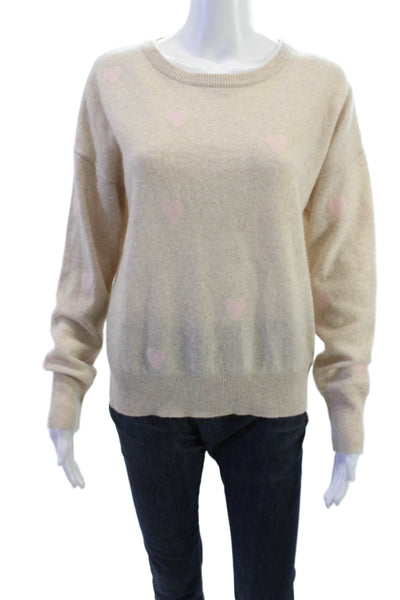 philosophy Unisex Pullover 100% Cashmere Heart Crew Neck Beige Sweater Size XS