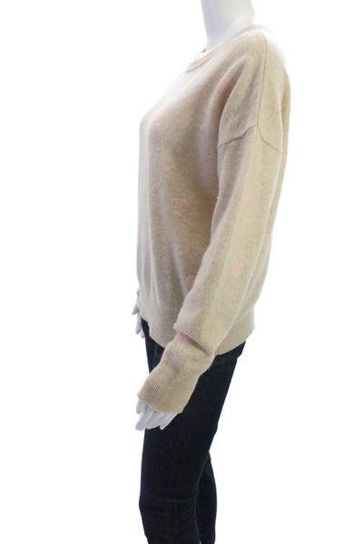 philosophy Unisex Pullover 100% Cashmere Heart Crew Neck Beige Sweater Size XS