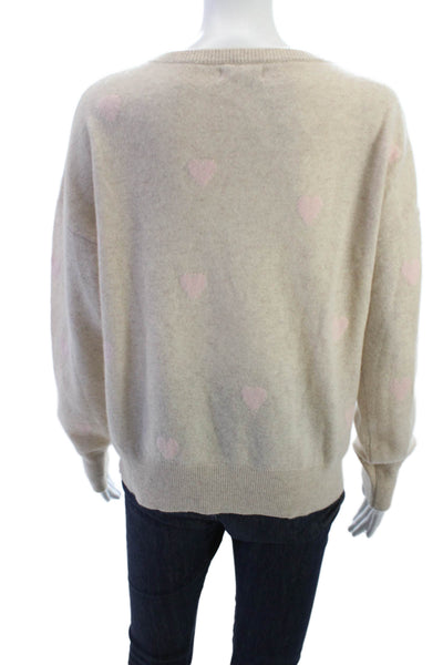 philosophy Unisex Pullover 100% Cashmere Heart Crew Neck Beige Sweater Size XS