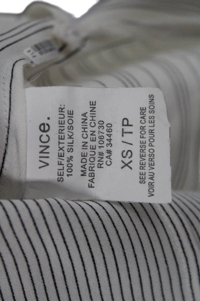Vince Women Tunic White Striped Silk Long Sleeve Button Size XS