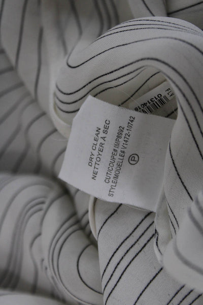 Vince Women Tunic White Striped Silk Long Sleeve Button Size XS