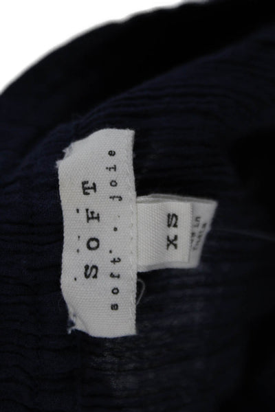 Soft Joie Womens Tunic Blouse Dark Blue Geometric Cotton Long Sleeve Size XS