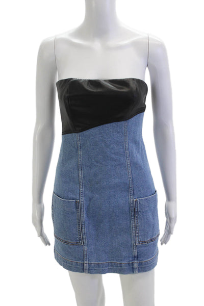 Staud Women Black Mini Bodycon Dress Zip Above Knee Sleeveless Size 4