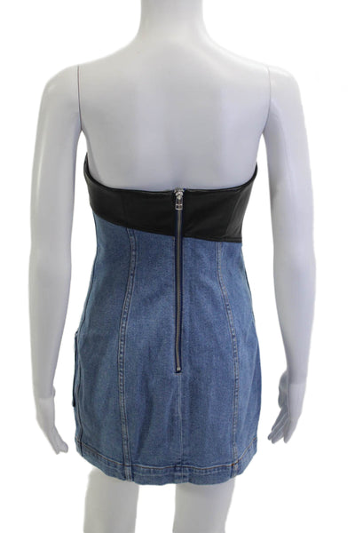 Staud Women Black Mini Bodycon Dress Zip Above Knee Sleeveless Size 4