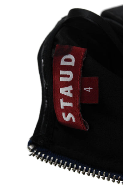 Staud Women Black Mini Bodycon Dress Zip Above Knee Sleeveless Size 4