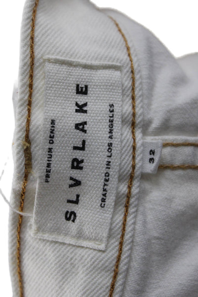 Slvrlake Unisex White Cotton Beach Shorts Button Closure Size 32