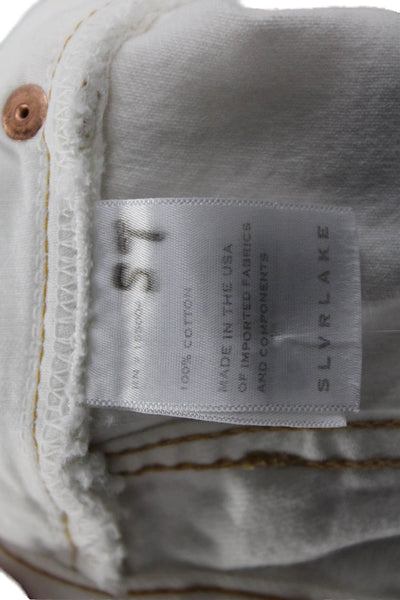 Slvrlake Unisex White Cotton Beach Shorts Button Closure Size 32