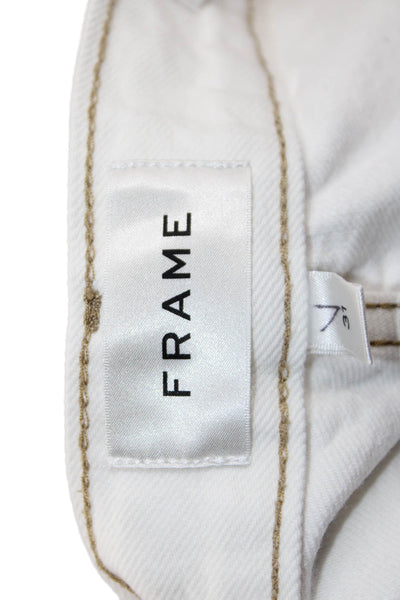 Frame Unisex White Cotton Button Solid Beach Shorts Size 31