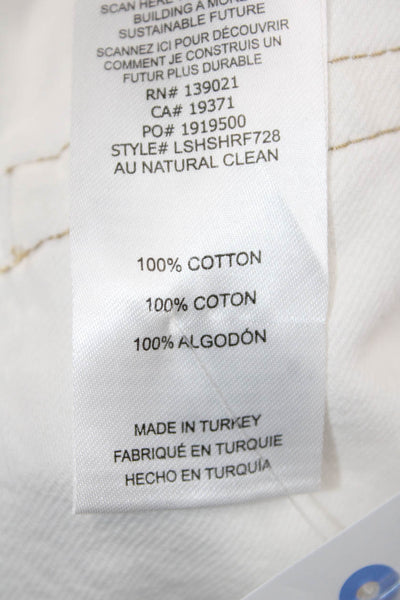 Frame Unisex White Cotton Button Solid Beach Shorts Size 31