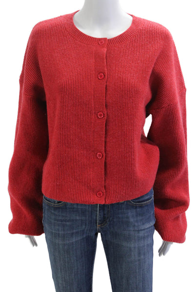 Peppermayo Unisex Cardigan Red Button Round Neck Long Sleeve Size M