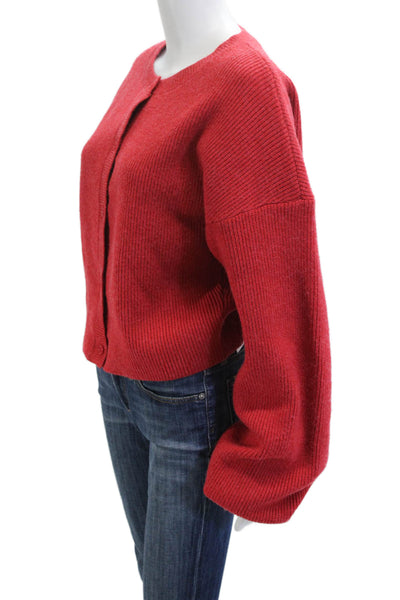 Peppermayo Unisex Cardigan Red Button Round Neck Long Sleeve Size M