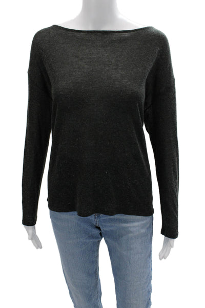 Enza Costa Womens Basic Dark Gray Long Sleeve Top Size M