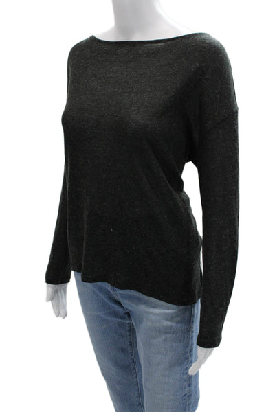 Enza Costa Womens Basic Dark Gray Long Sleeve Top Size M