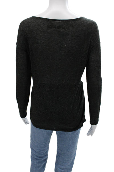 Enza Costa Womens Basic Dark Gray Long Sleeve Top Size M