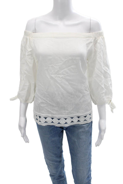 Greylin Anthropologie Women White Boho Rayon Blend 3/4 Sleeve Blouse Size S
