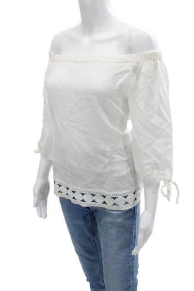 Greylin Anthropologie Women White Boho Rayon Blend 3/4 Sleeve Blouse Size S