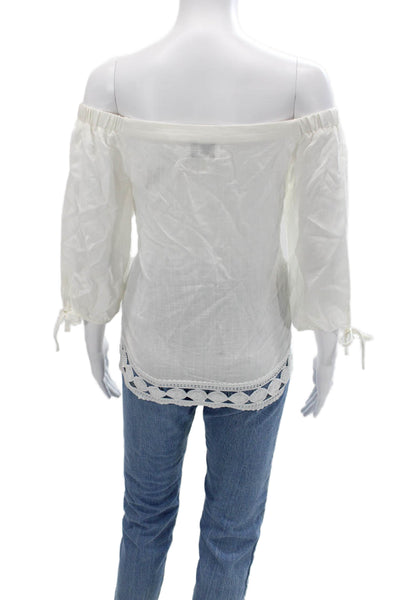Greylin Anthropologie Women White Boho Rayon Blend 3/4 Sleeve Blouse Size S