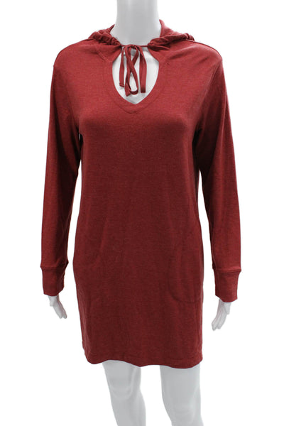 Max Studio Womens Sweater Dress Red V-Neck Long Sleeve Short Bohemian Size S