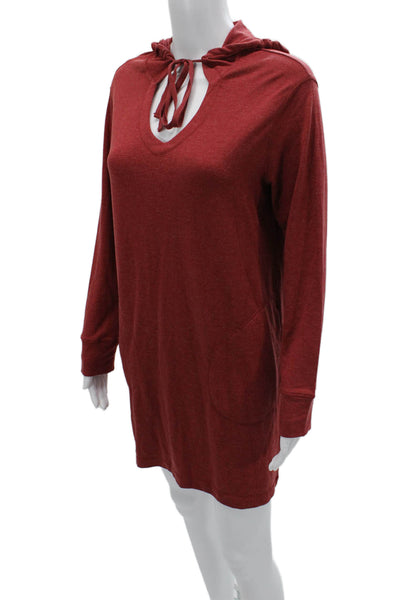 Max Studio Womens Sweater Dress Red V-Neck Long Sleeve Short Bohemian Size S