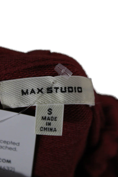 Max Studio Womens Sweater Dress Red V-Neck Long Sleeve Short Bohemian Size S