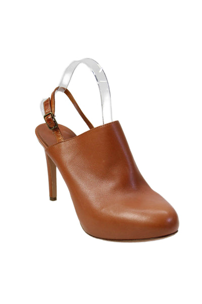 Via Spiga Womens Leather Slingback High Heeled Mules Brown Size 8.5